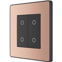 BG Electrical Evolve Double Touch Dimmer Switch, 2-Way Master, 200W, Polished Copper
