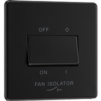 BG Screwless Flat Plate Matt 10A Triple Pole Fan Isolator Switch 1 Gang in Black Plastic