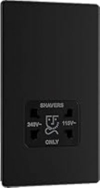 BG Electrical Dual Voltage Shaver Socket, 115/240V, Matt Black