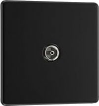 BG Electrical Single Co-Axial Aerial Connection, Matt Black