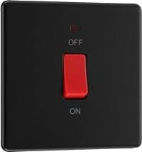 Screwless Flatplate Matt Black 45A Square Cooker Control Unit With Led Power Indicator