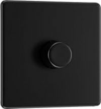 BG Electrical Intelligent Single Wall Dimmer Switch, 2 Way, Screwless Front Plate, Premium Flatplate, Matt Black, 200W, FFB81