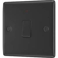 BG NFB31 Nexus Metal Matt Black 1 Gang 20A Double Pole Neon Switch