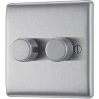 British General Nexus Metal 2-Gang 2-Way LED Dimmer Switch Brushed Steel (583PM)