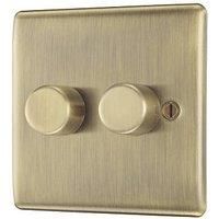 British General Nexus Metal 2-Gang 2-Way LED Dimmer Switch Antique Brass (406PM)