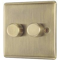 British General Nexus Metal 2-Gang 2-Way LED Dimmer Switch Antique Brass (406PM)