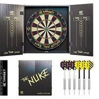 Target Darts Luke Littler Cabinet & Dartboard Set | Player Edition ‘The Nuke’ Dart Board Cupboard Set with 2 Sets of Steel Tip Darts, Score Charts, Competition Standard Throw Line