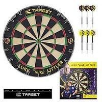 Target Darts Luke Littler Dartboard Set | Player Edition ‘The Nuke’ Dart Board Set with 2 Sets of Steel Tip Darts, Competition Standard Throw Line | Professional Darts & Dartboards
