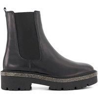 Dune Ladies Women/'s PANICS Diamante-Trim Chelsea Boots Size UK 3 Panics Black Flat Heel Ankle Boots