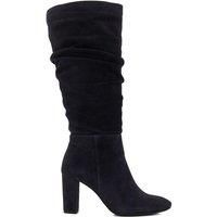 Dune Ladies STIGMA Ruched Block-Heeled Knee-High Boots Size UK 8 Stigma Navy Block Heel Suede Knee High Boots