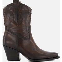 Dune London Ponty Leather Western Ankle Boots - Brown