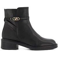 Dune Ladies PRAISING Branded-Buckle Casual Ankle Boots Size UK 6 Praising Black Flat Heel Ankle Boots