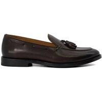 Dune Mens SANDDERS Tassel-Trimmed Loafers Size UK 9 Dark Brown Flat Heel Loafers
