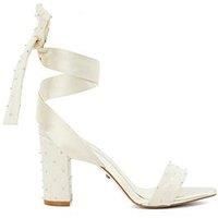 Dune London Melodies Bridal Ribbon Tie Block Heeled Sandals - Ivory