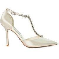 Dune London Devotional Bridal Diamante Embellished T-Bar Shoes - Ivory