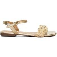 Dune Ladies LASTLE Metallic Leather Braided Sandals Size UK 3 Wedge Heel Ankle Strap Sandals Gold