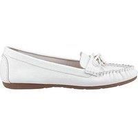 Dune London Grovers Leather Moccasins With Bow Detail - White