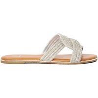 Dune London Ladies Lovey Diamante Flat Sandal Size UK 3 Flat Heel Casual Sandals Silver