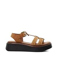 Dune Ladies Lyons Woven Wedge Sandals Size UK 6 Block Heel Casual Sandals Tan