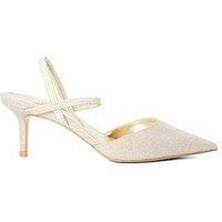 Dune Ladies Classical Stiletto Heeled Courts Size UK 8 Stiletto Heel Slingbacks Gold