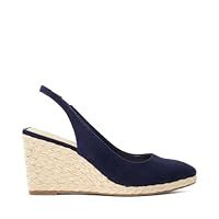 Dune Ladies Cadance Patent Sling-Back Raffia Wedge Size UK 3 Wedge Heel Suede Wedges Navy