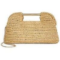 Dune London Elsabeth Raffia Bag With Gold Handles - Natural