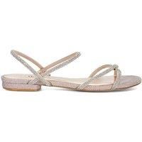 Dune London Ladies NIGHTENGALE Wide Fit Embellished Studded Strappy Sandals Size UK 3 Flat Heel Flat Sandals Rose Gold