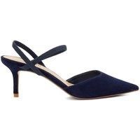 Dune London Ladies Classical Wide Fit Pointed Courts with Elasticated Stra Size UK 6 Stiletto Heel Suede Slingbacks Navy