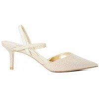 Dune London Wide Fit Classical Pointed Courts With Elasticated Straps - Gold