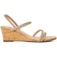 Dune Ladies Kalia Embellished Studded Strap Cork Wedge Sandals Size UK 3 Wedge Heel Wedges Blush