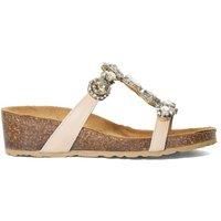 Dune Ladies KALEIDOSCOPES Embellished Studded Cork Wedge Sandals Size UK 3 Wedge Heel Flat Sandals Ecru