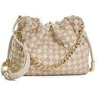 Dune London Primrose S Small Drawstring Woven Leather Bag - Ecru