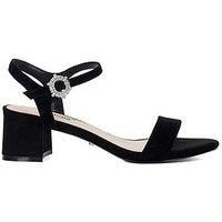 Dune Ladies Measure Block Heel Diamante Embellished Studded Sandals Size UK 3 Block Heel Suede Heeled Sandals Black