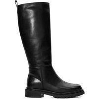 Dune Ladies TILINGS Chunky Leather Knee-High Boots Size UK 5 Block Heel Knee High Boots Black