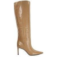 Dune Ladies Serve Leather Pull On Knee High Boots Size UK 7 Stiletto Heel