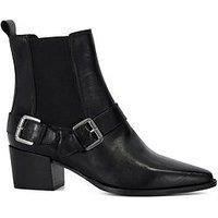 Dune Ladies PANINO Buckled Chelsea Ankle Boots Size UK 8 Cuban Heel Suede Black