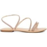 Dune Ladies LESSIA Diamante Embellished Studded Flat Sandals Size UK 3 Flat Heel Casual Sandals Ecru
