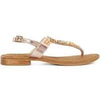 Dune Ladies Larva Gem Embellished Studded Thong Sandals Size UK 4 Flat Heel Casual Sandals Rose Gold