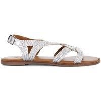 Dune Ladies LORRA Woven Cross Strap Sandals Size UK 3 Flat Heel Casual Sandals Silver