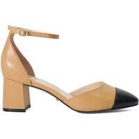 Dune Ladies Careless Leather Block Heel Ankle Strap Courts Size UK 8 Block Heel Slingbacks Camel