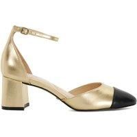 Dune Ladies Careless Leather Block Heel Ankle Strap Courts Size UK 5 Block Heel Slingbacks Gold