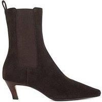 Dune London Ladies Odele Chiselled Toe Kitten Heel Chelsea Ankle Boots Size UK 7 Kitten Heel Suede Brown