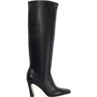 Dune Ladies Sliding Knee-High Square Toe Boots Size UK 6 Block Heel Knee High Boots Black