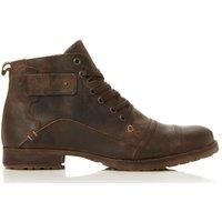 Dune Mens Simon Heavy Duty Leather Ankle Boots Size UK 8 Dark Brown N/A Lace Up Boots