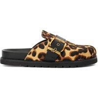 Dune Ladies GLORRIA Slip On Buckle Sliders Size UK 3 Flat Heel Mules Leopard