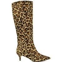Dune London Ladies Smooth Kitten-Heeled Knee-High Boots Size UK 3 Kitten Heel Knee High Boots Leopard