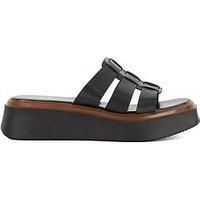 Dune London Lanto Triple Strap Leather Sandals - Black