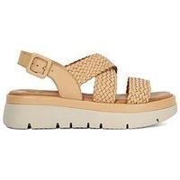 Dune Ladies LORRO Woven Open Toe Flatform Sandals Size UK 6 Platform Heel Casual Sandals Camel