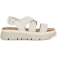 Dune Ladies LORRO Woven Open Toe Flatform Sandals Size UK 4 Platform Heel Casual Sandals White