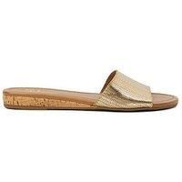 Dune London Lino Leather Flat Sandal - Gold